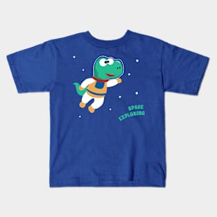 Funny dinosaur in space. Dinosaur in outer space Kids T-Shirt